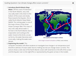Screenshot of Guiding Question: Can climate change affect ocean currents? Simulation.